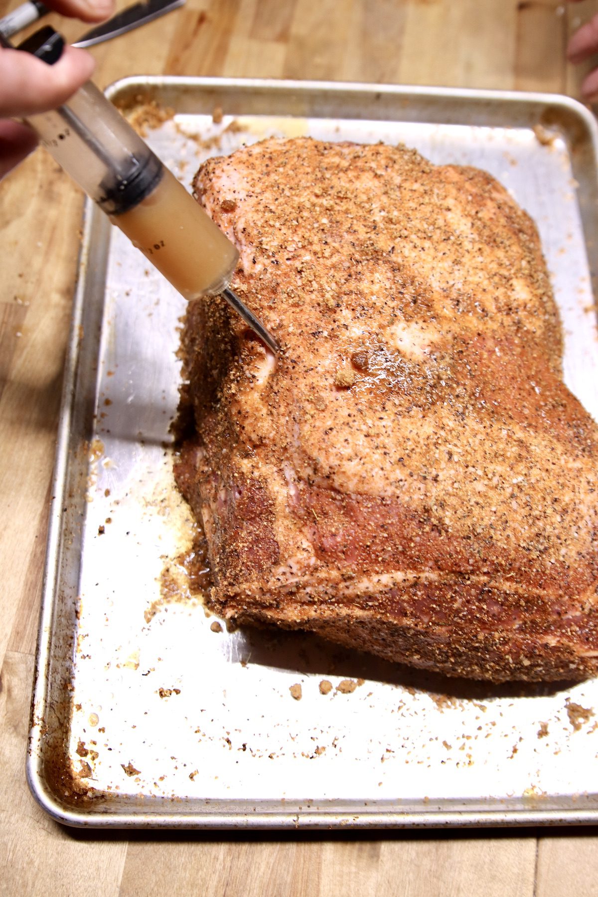 injecting apple cider into pork butt