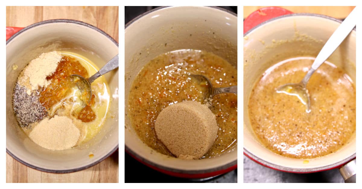 making orange sauce collage