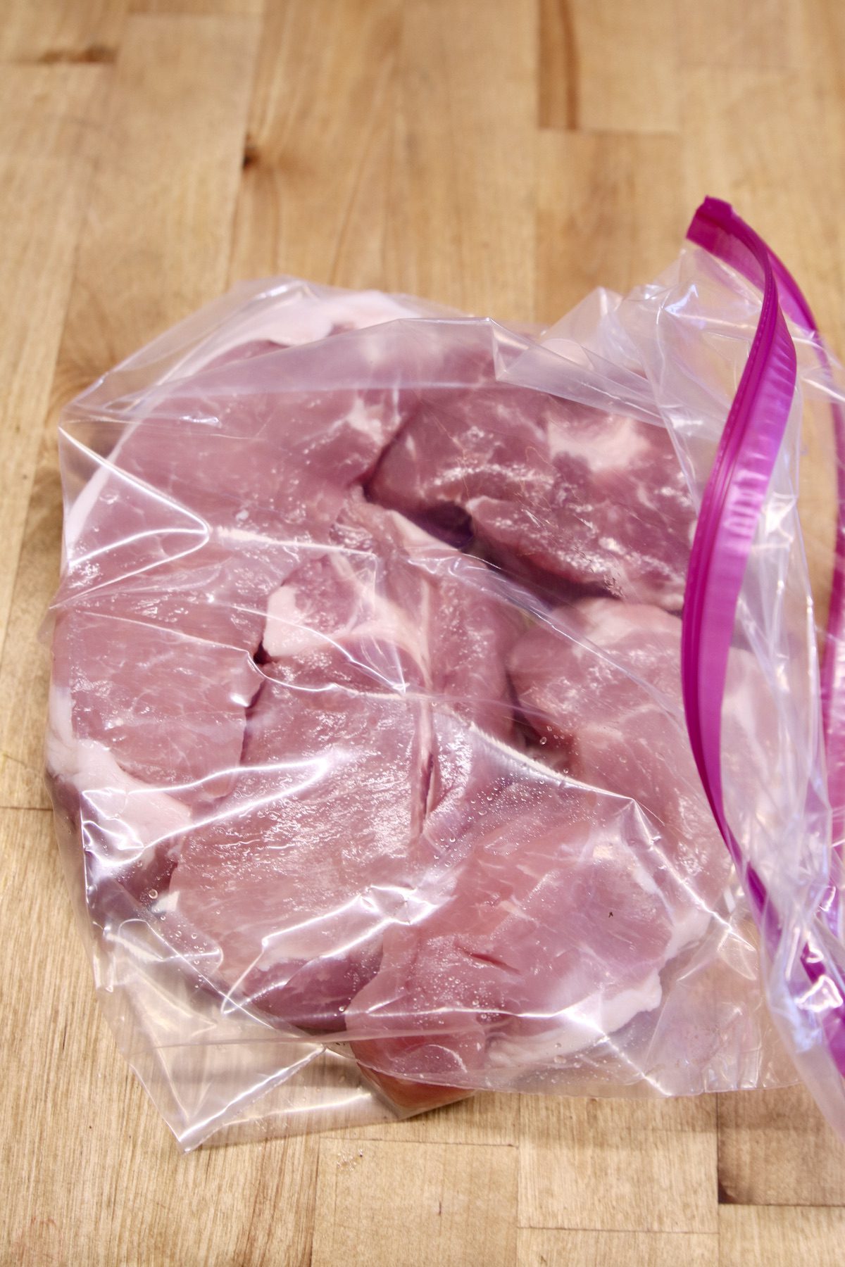 pork chops in a zip to bag