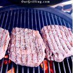3 steaks on a grill. Text overlay.