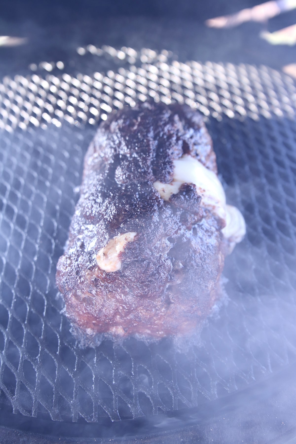 Grilling meatloaf.