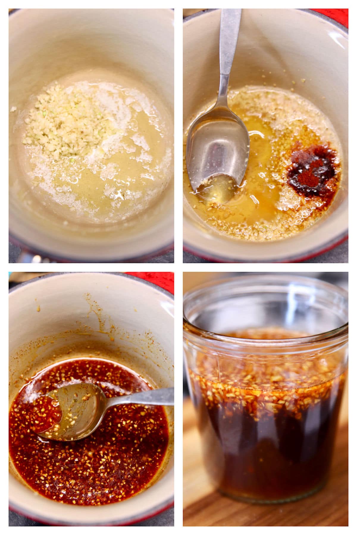 collage making honey garlic sauce.