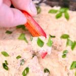 Salmon Cream Cheese Dip with red bell pepper dipping.