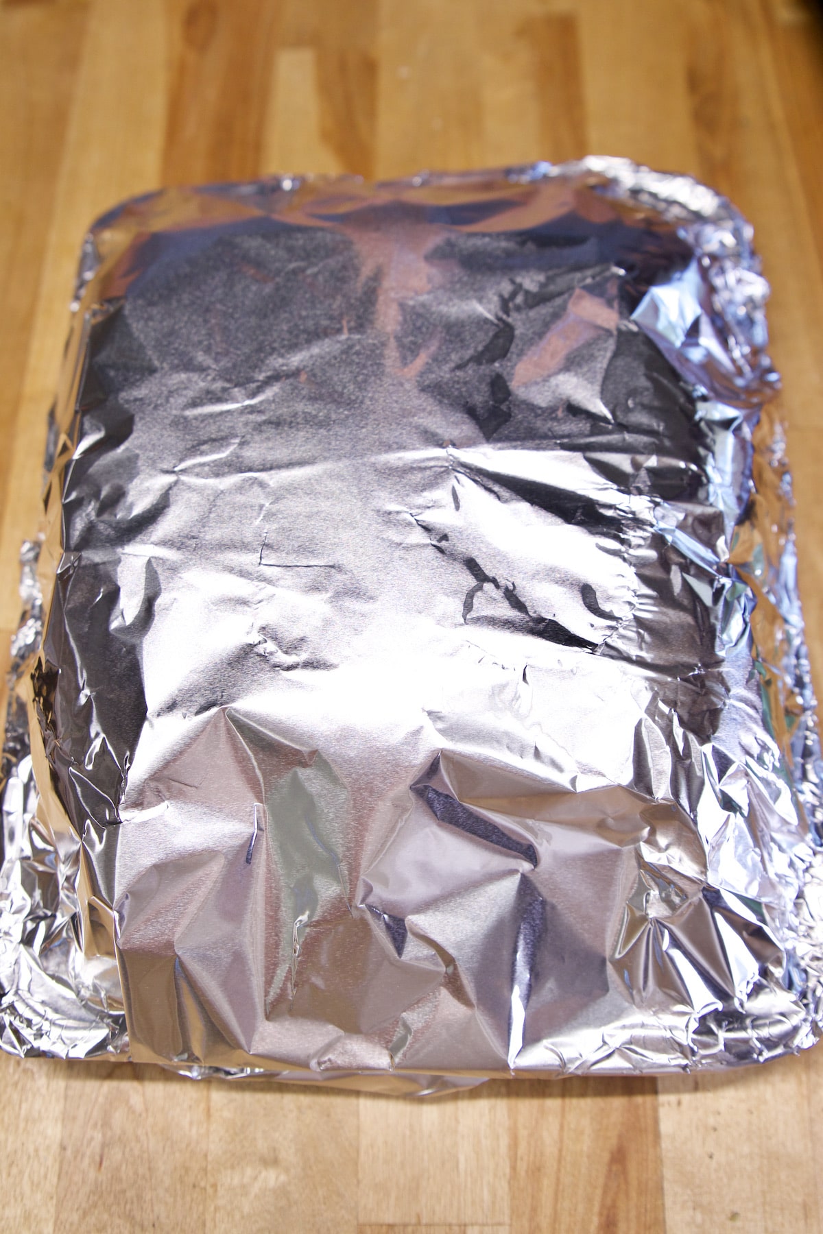 Aluminum foil covered pan.