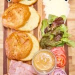 Ham and Cheese Sandwich Board. Text overlay.