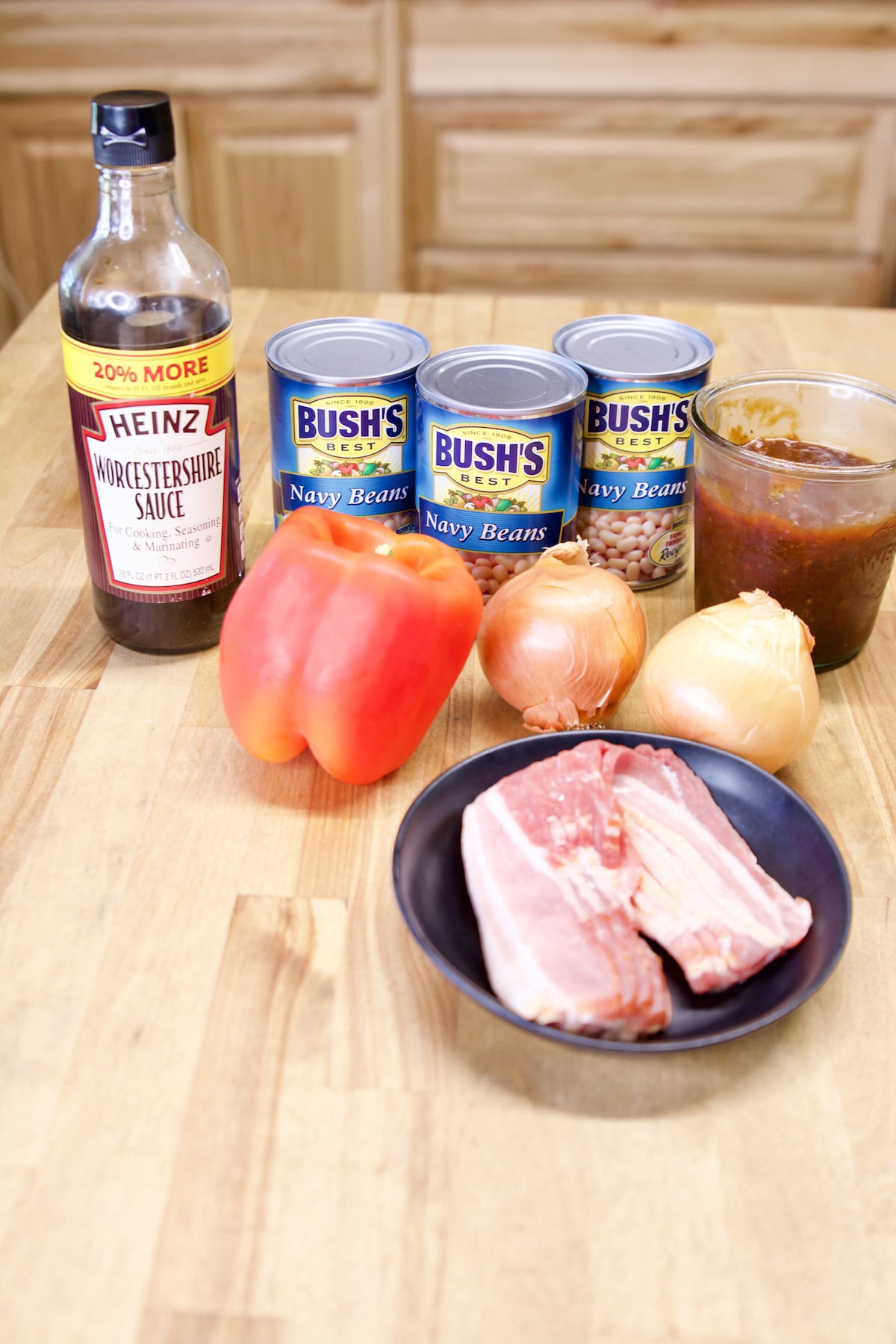 Ingredients for Peach BBQ Baked Beans