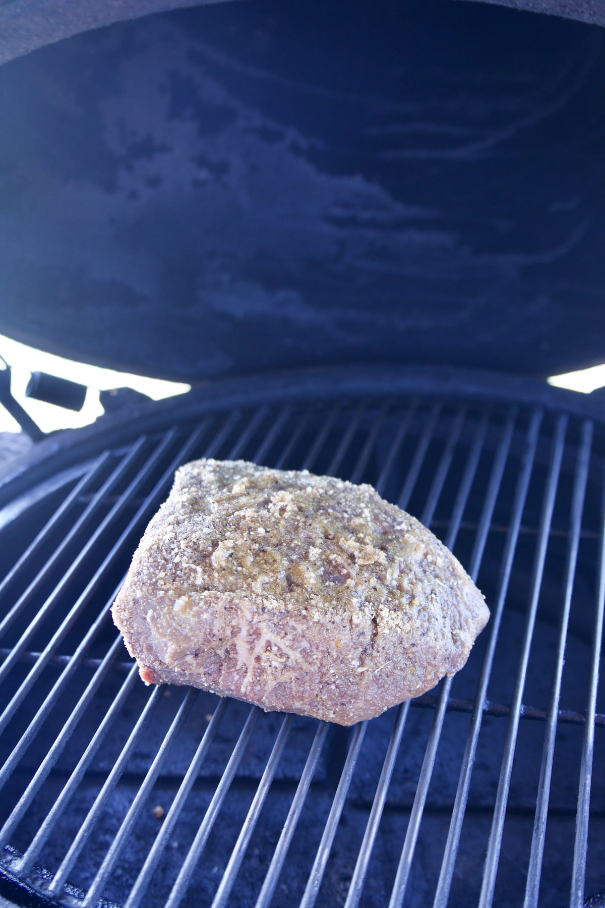 Grilling a bottom round roast.