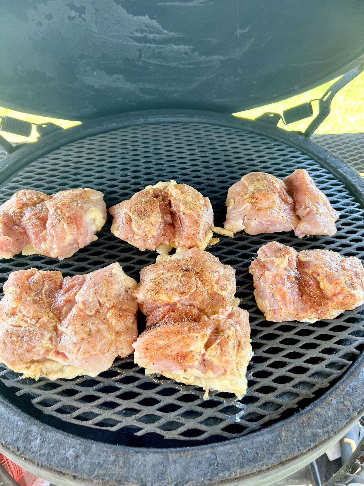 Grilling chicken thighs.