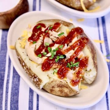 BBQ Chicken Baked Potato on a dish.