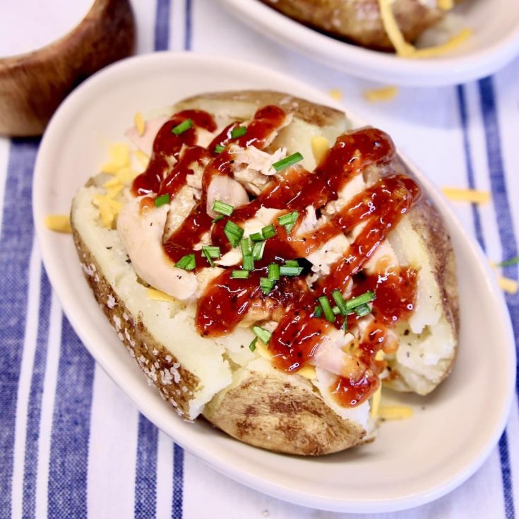 BBQ Chicken Baked Potato on a dish.