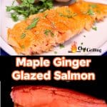 Maple Glazed Salmon collage: plated/on the grill.