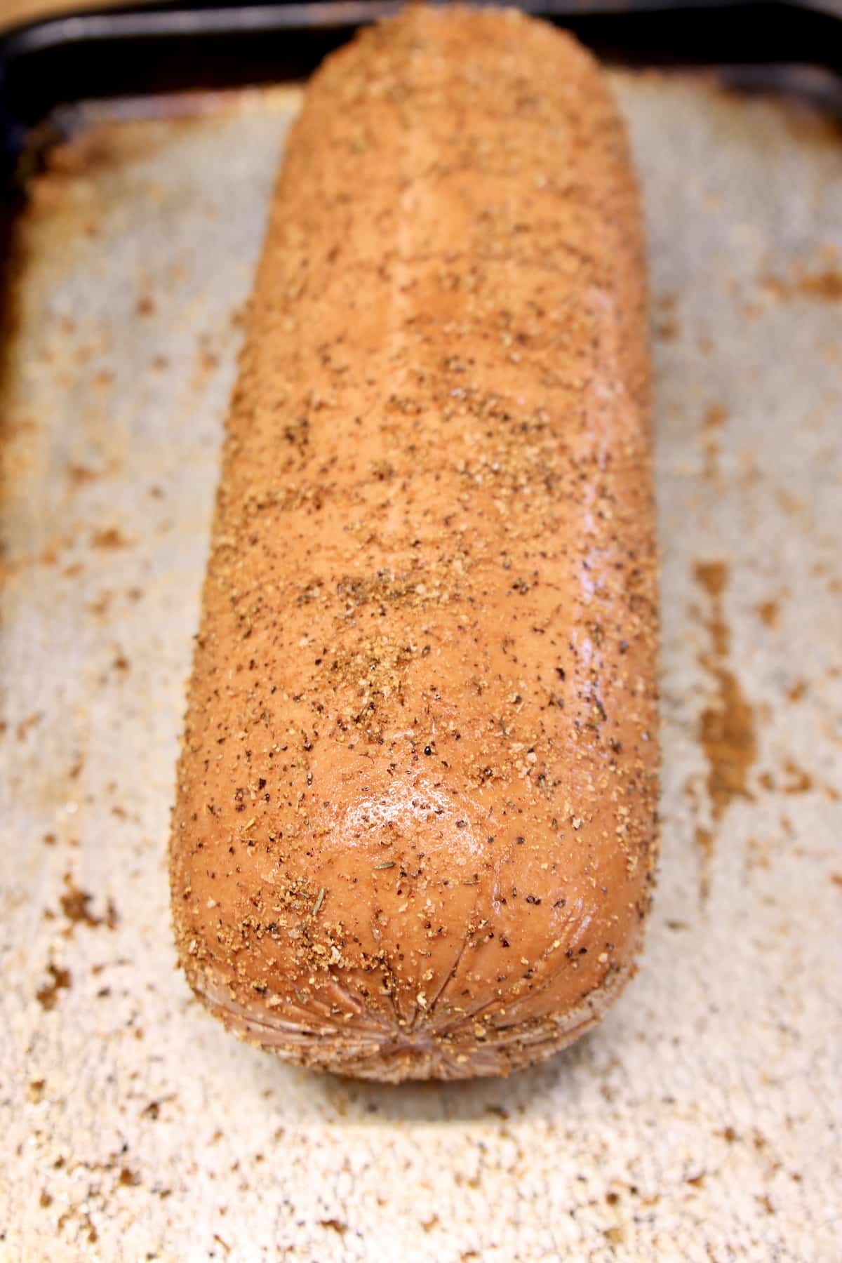 Bologna roll with dry rub.
