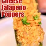 Close up of jalapeno popper- text overlay.