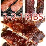 Collage grilling ribs using 3-2-1 method.
