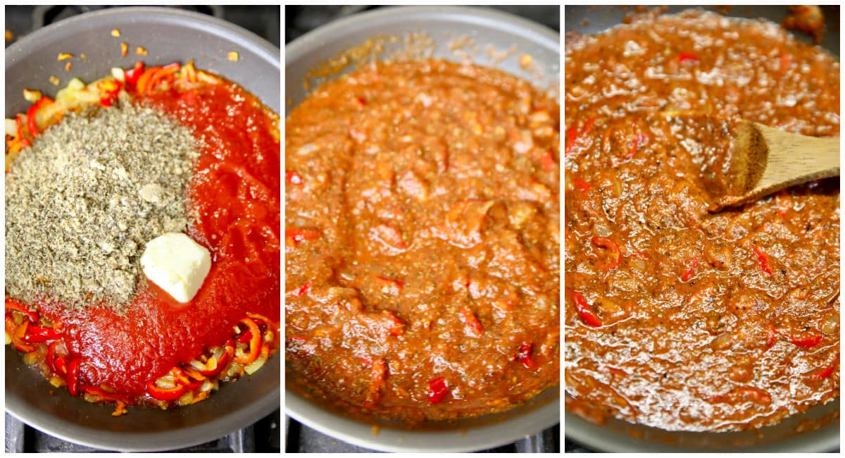 Making red sauce collage.