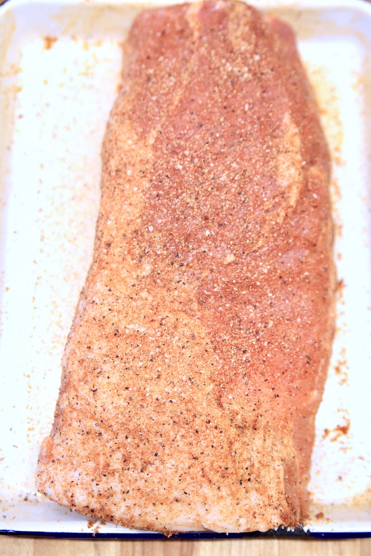 Pork Loin with dry rub ready to grill.