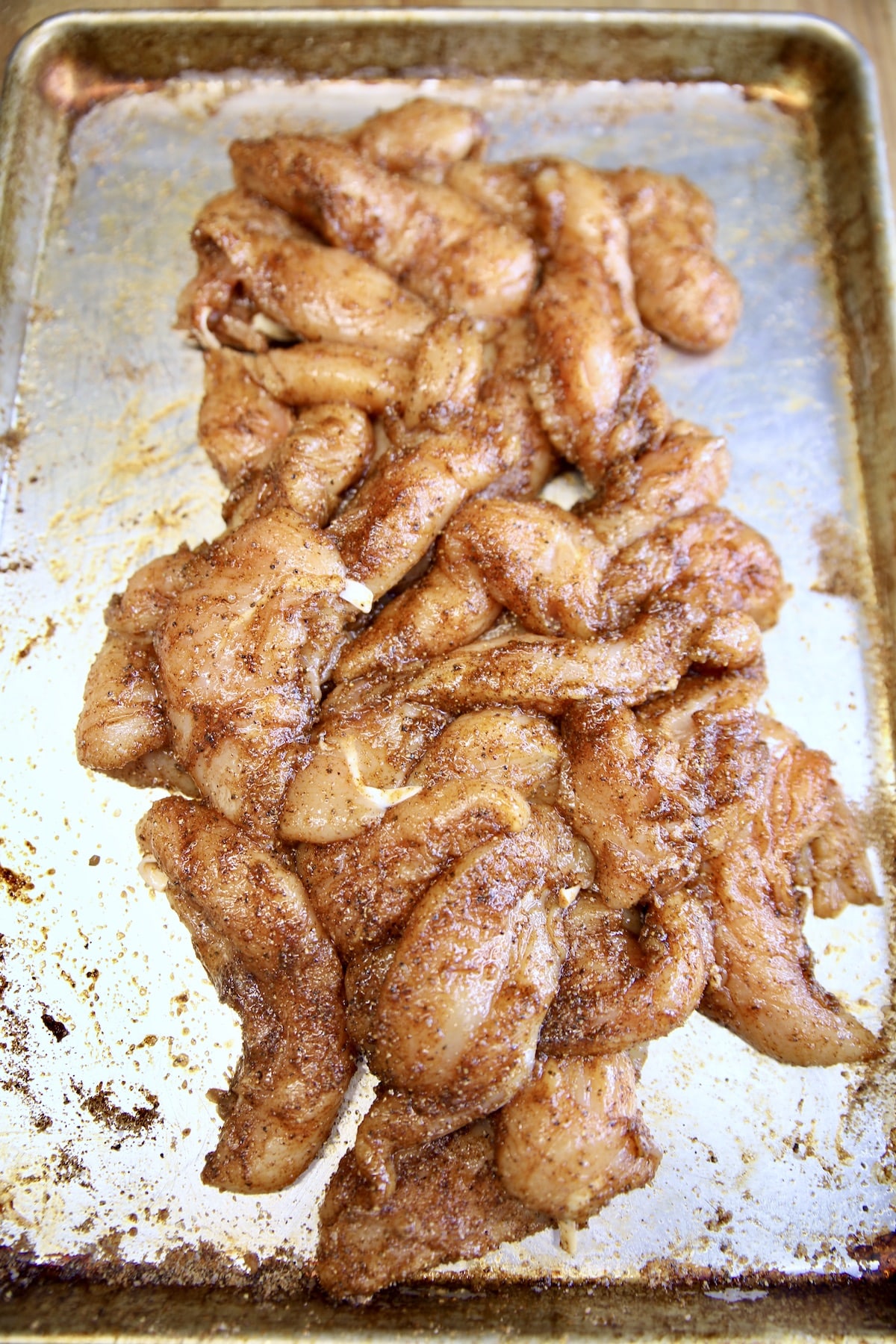 Chicken tenders with fajita seasonings.