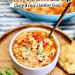 Grilled Chicken Parmesan Soup - text overlay.