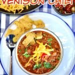 Grilled venison chili - text overlay.