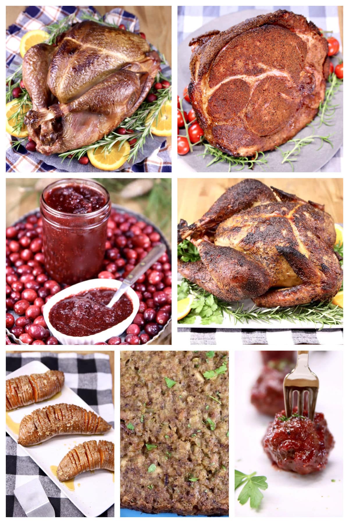 Collage of Thanksgiving Dinner Recipes.