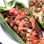 Grilled Sausage Stuffed Poblano Peppers with text overlay.