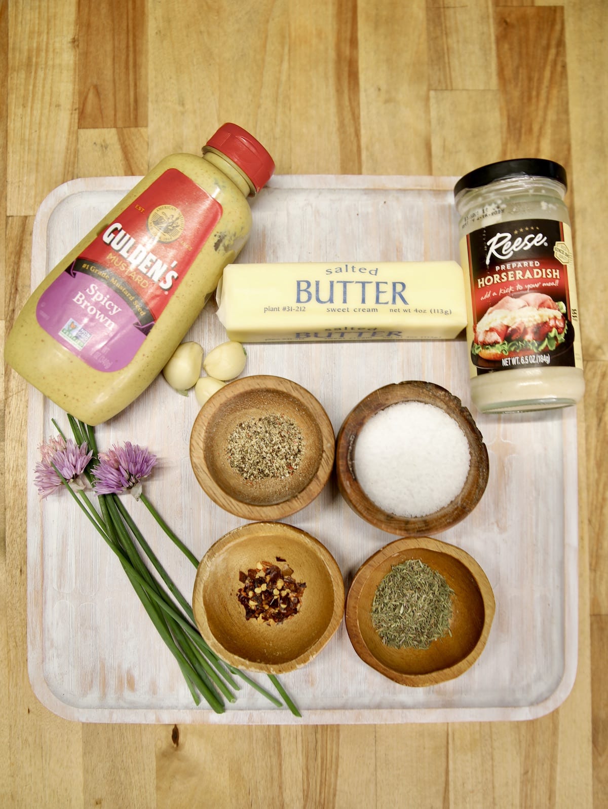 Ingredients for steak butter.