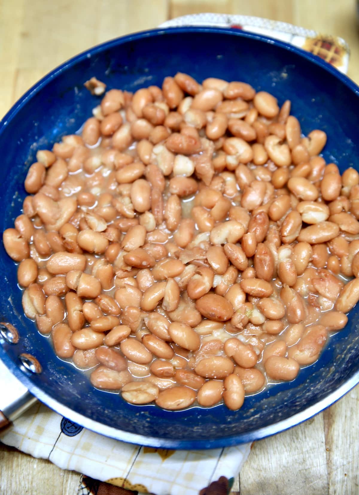 Pan of pinto beans.