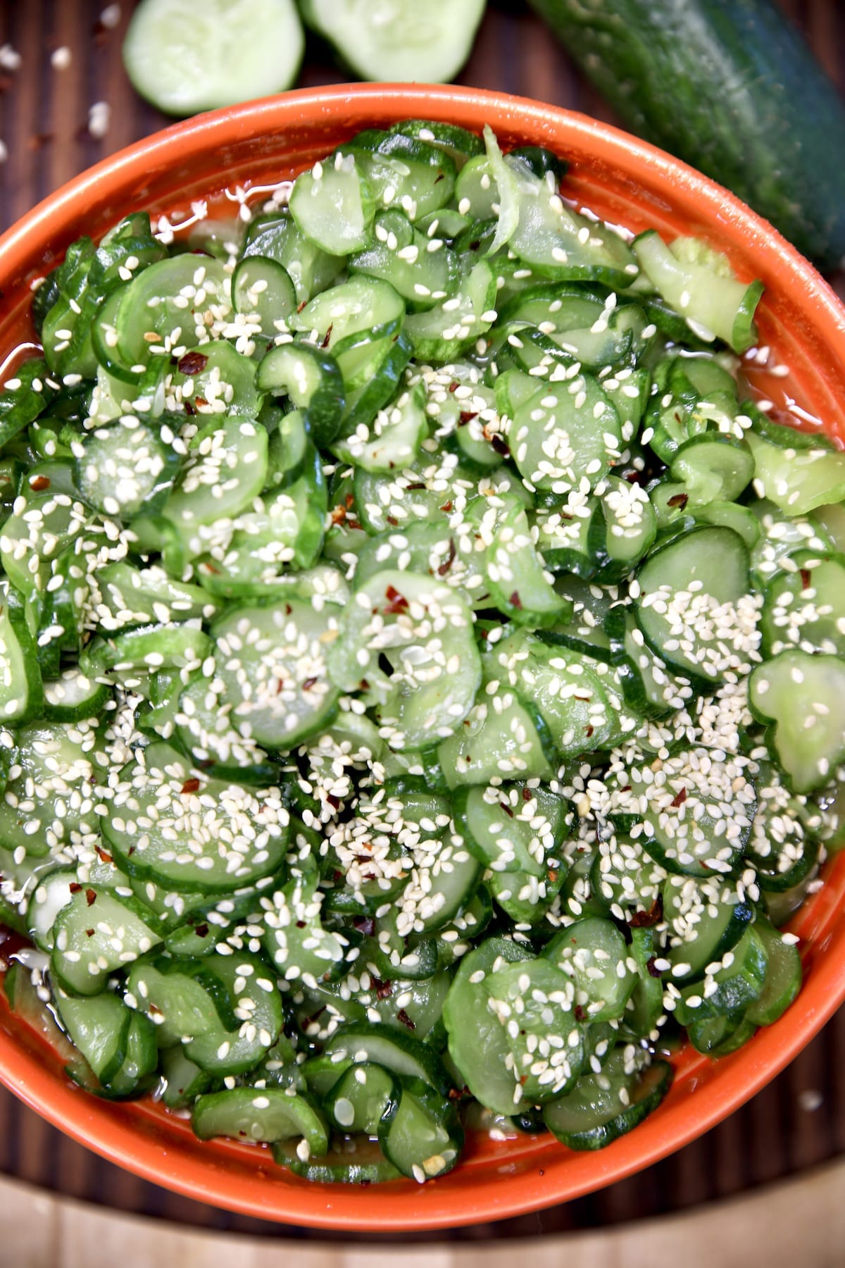 Asian Cucumber Salad in a bowl.