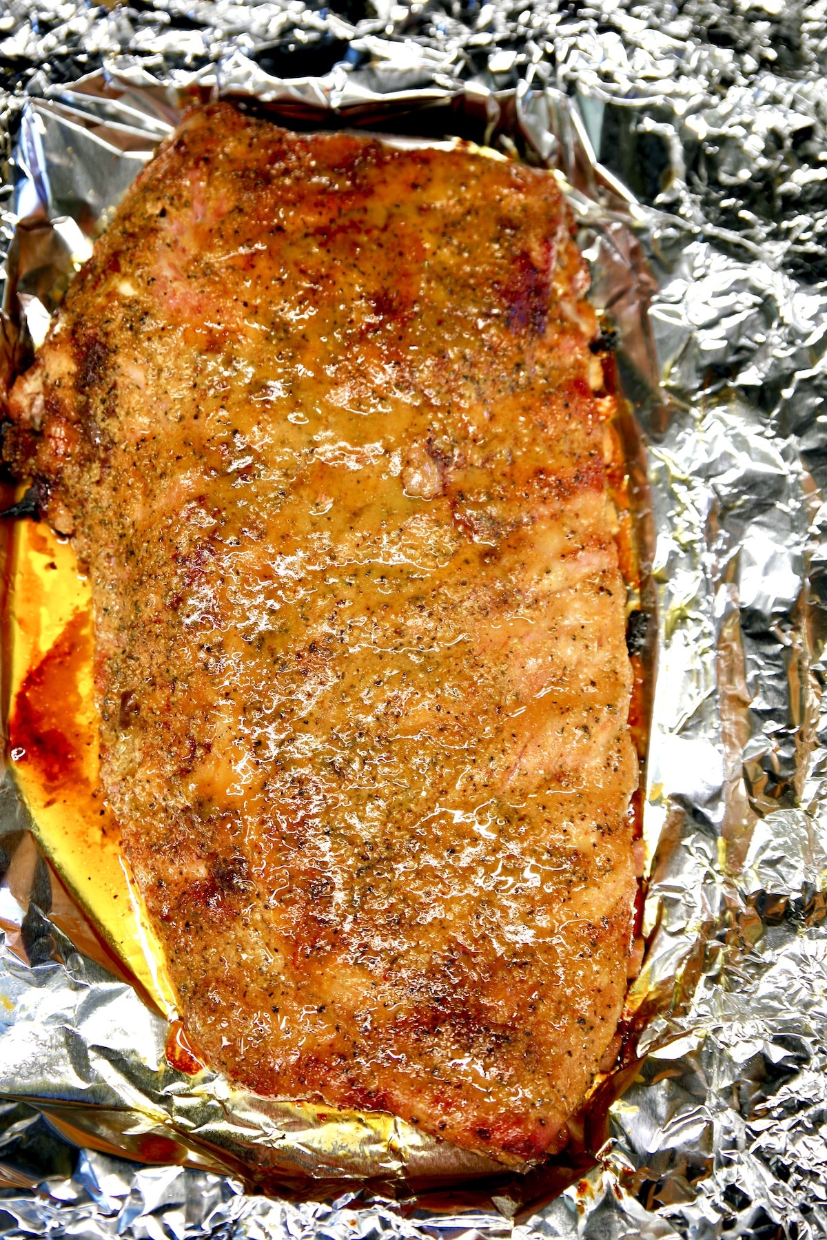 Grilled spare ribs with sweet mustard glaze.