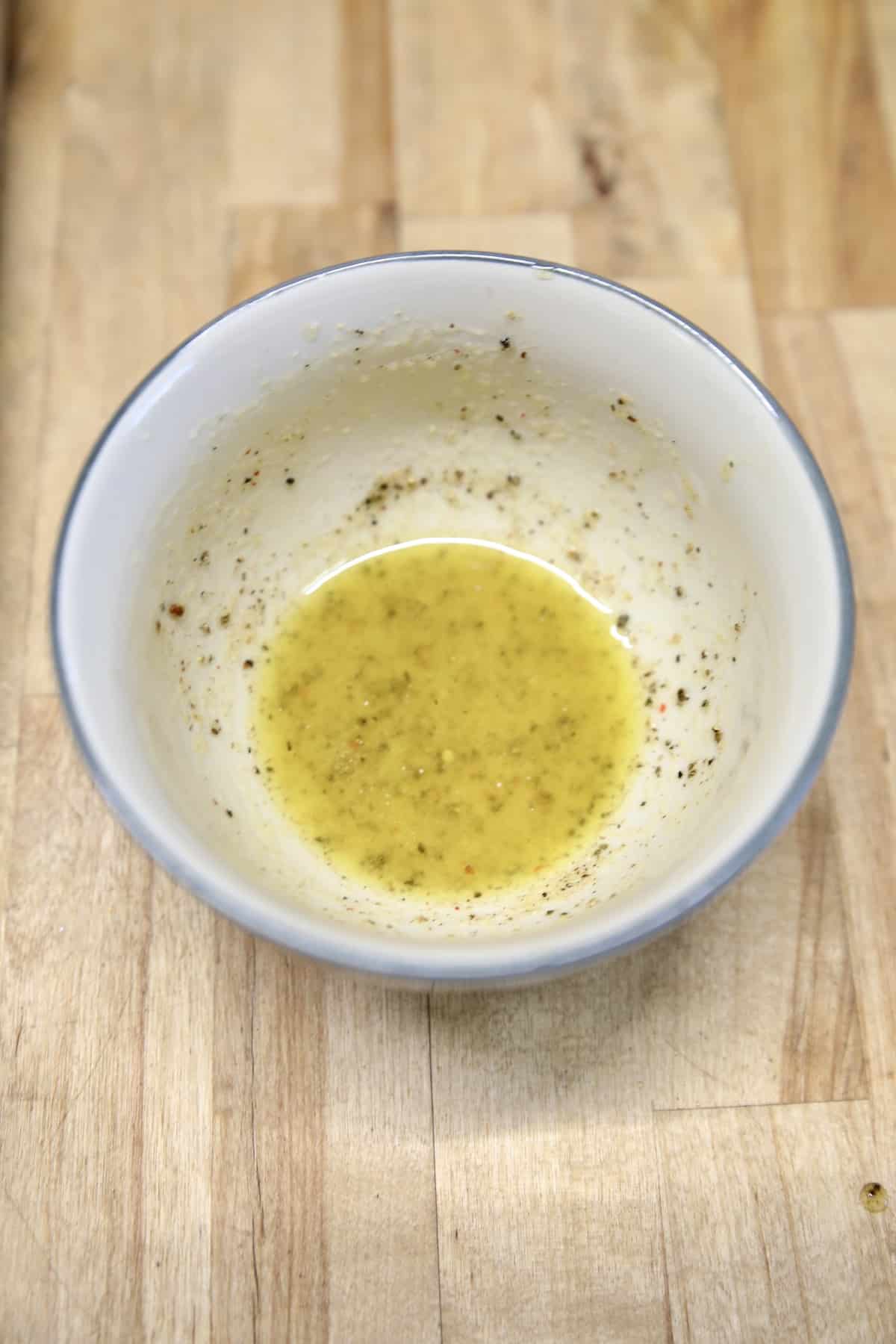 Bowl of seasoning for okra.