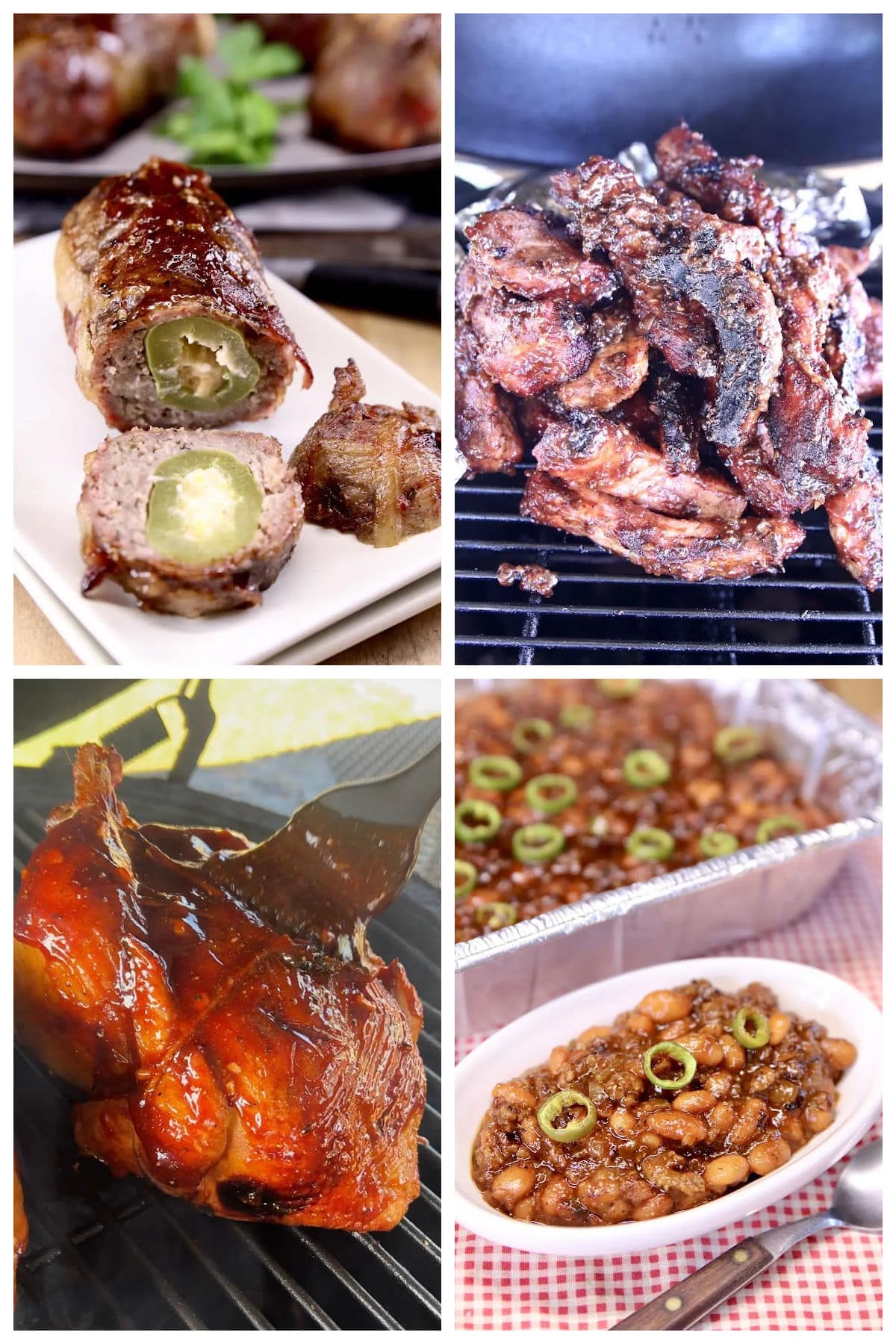 Collage of bbq dishes for Labor day cookout.