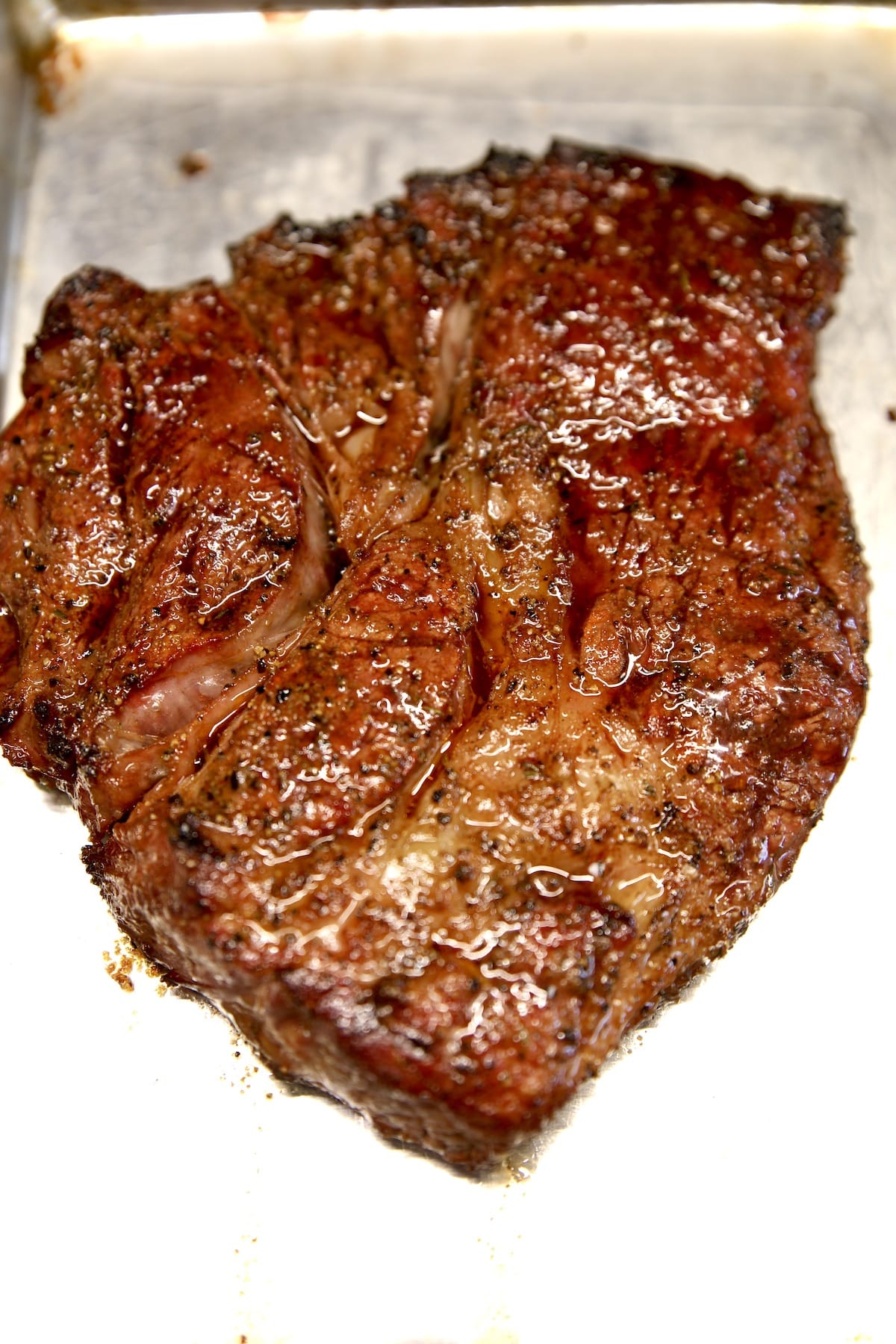 Grilled chuck roast for beef stew recipe.