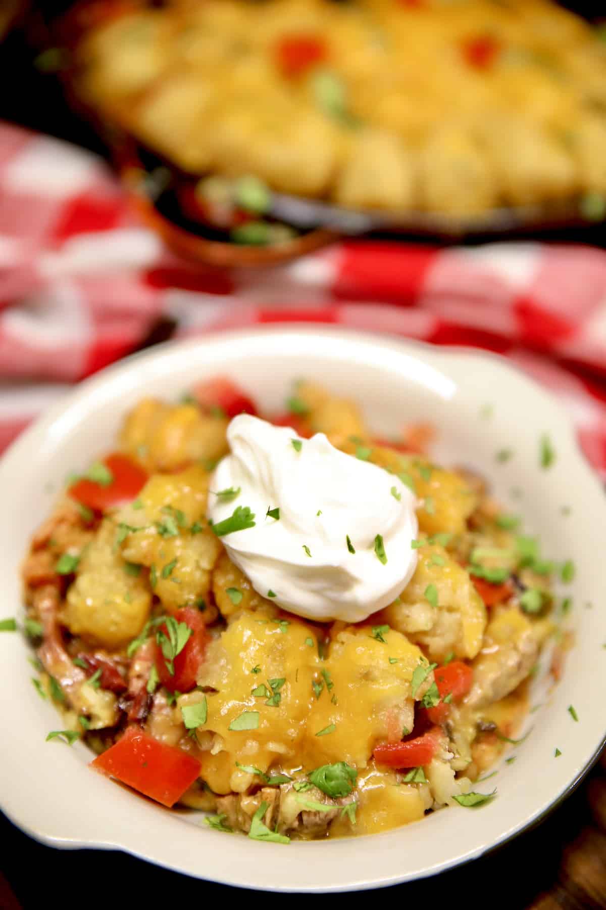 Cowboy casserole with cheesy tater tots.