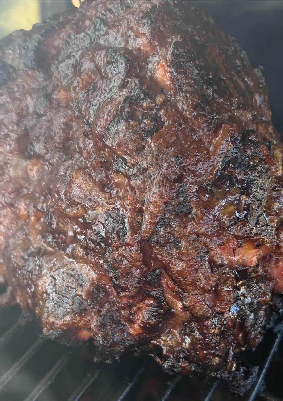 Smoky grilled ham- closeup.