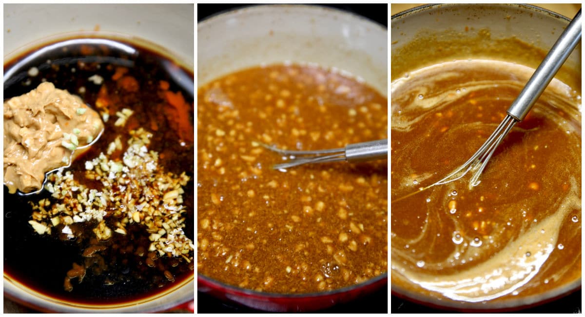 Collage making Hoisin sauce to marinate steak.