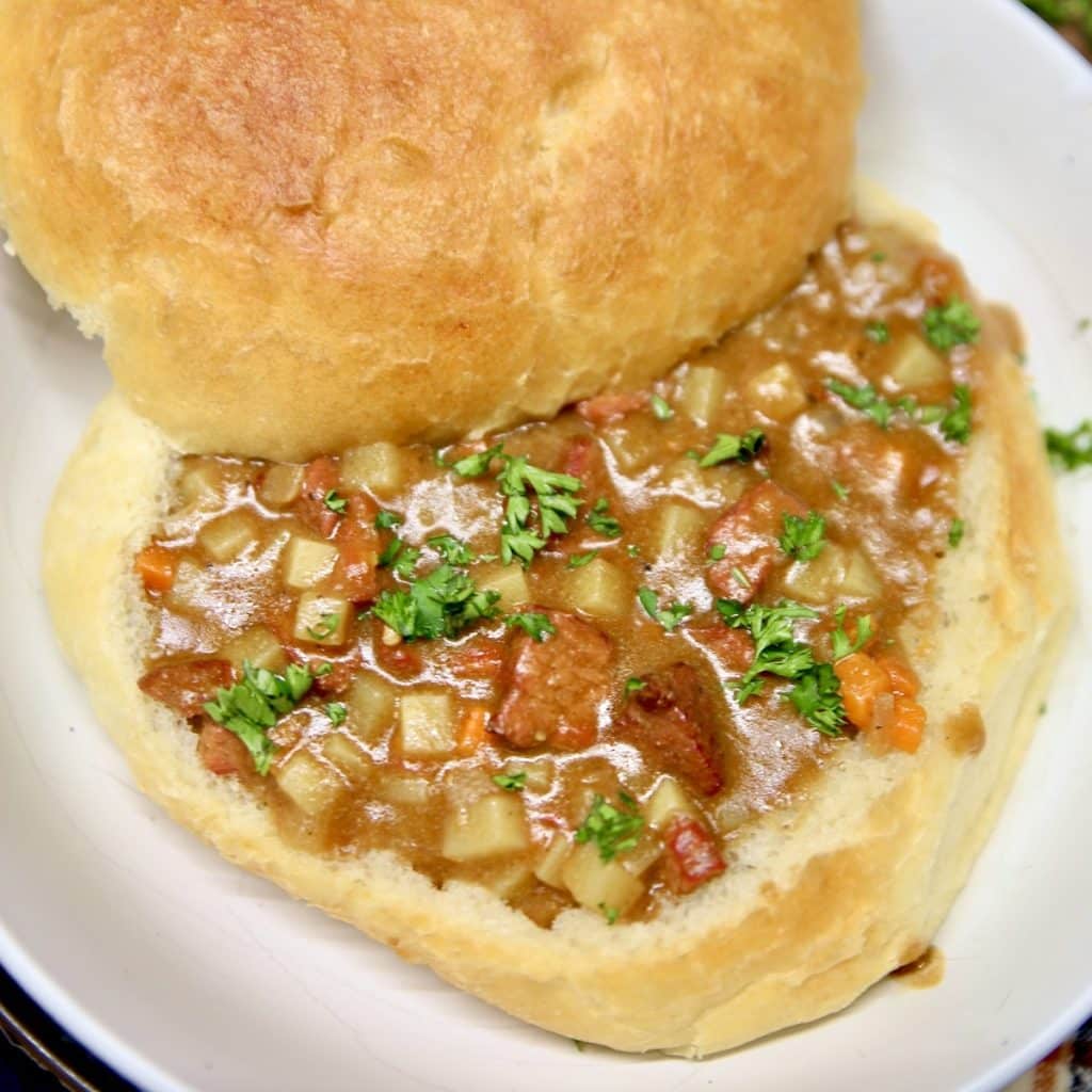 Beef Stew in a Bread Bowl.
