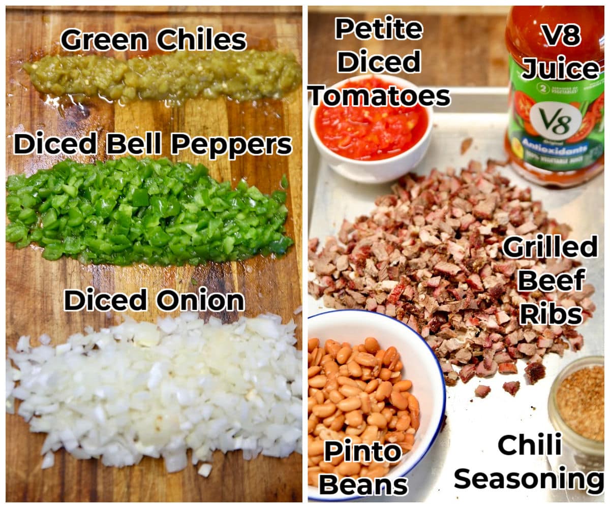 Ingredients for Short Rib Chili with text labels.