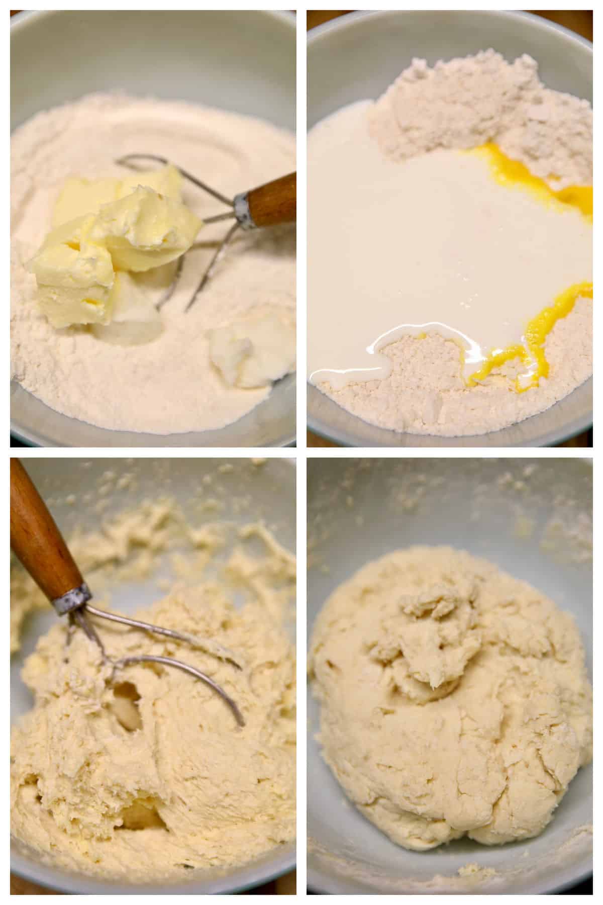 Collage making dumpling dough.