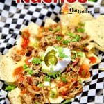 Pulled Pork Nachos with text overlay.
