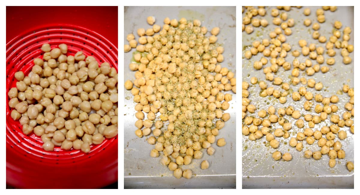 Roasted chick peas collage.