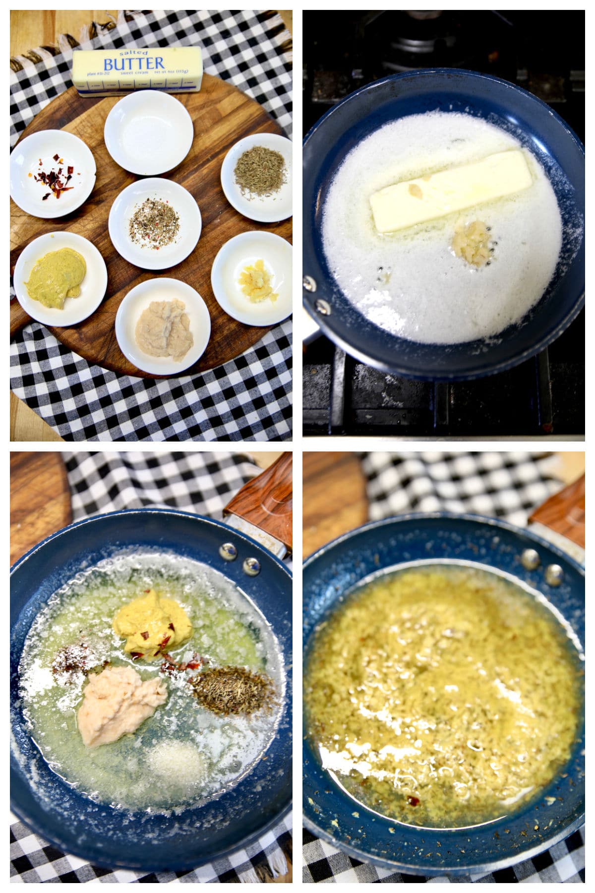 Collage making cowboy butter with garlic and horseradish.