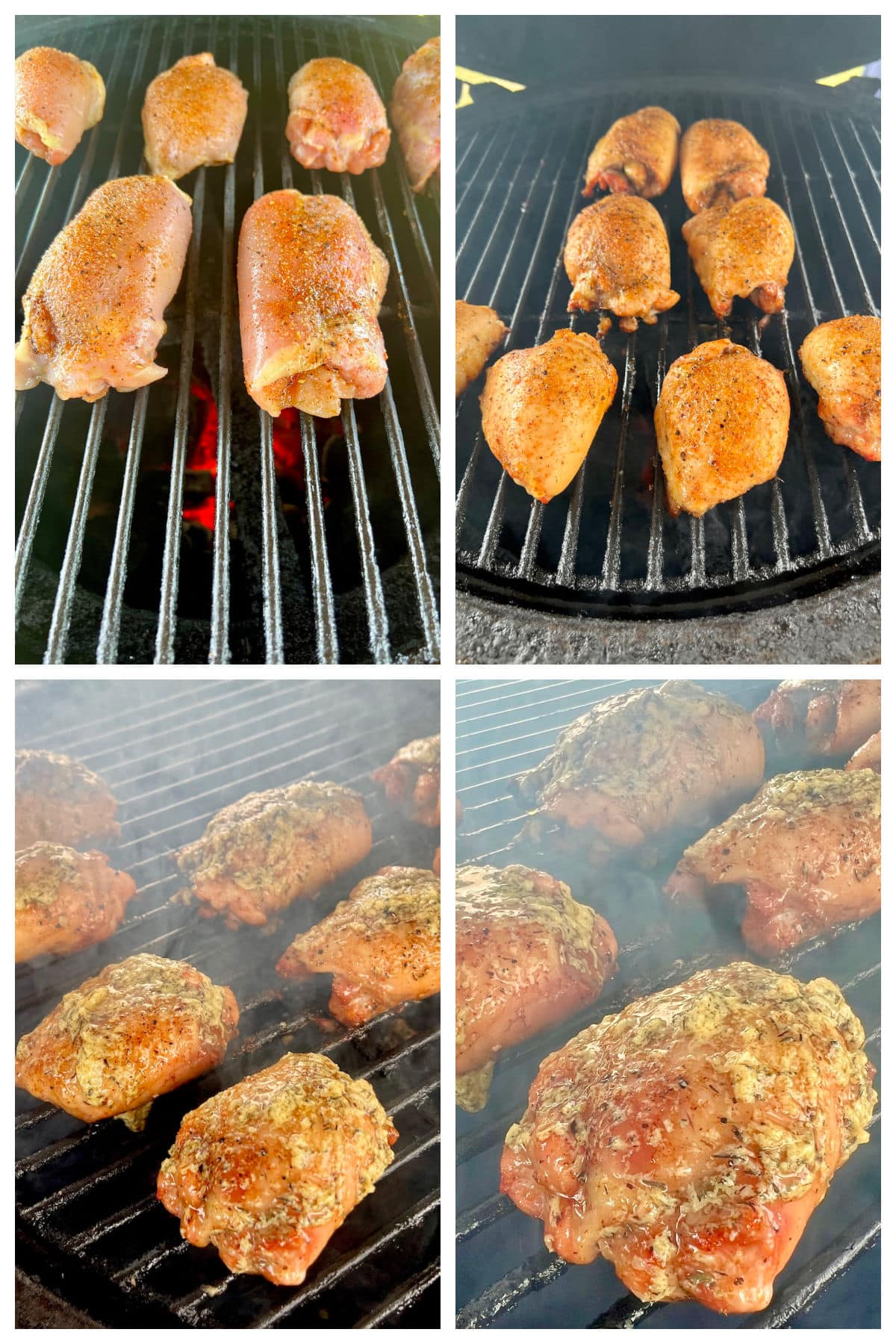 Grilling chicken thighs with cowboy butter.