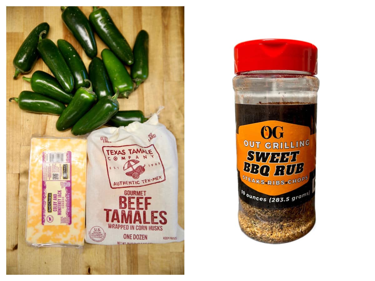 Ingredients for Jalapeno Poppers with tamales and cheese.