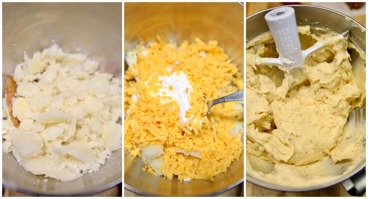 Making twice baked potato filling.