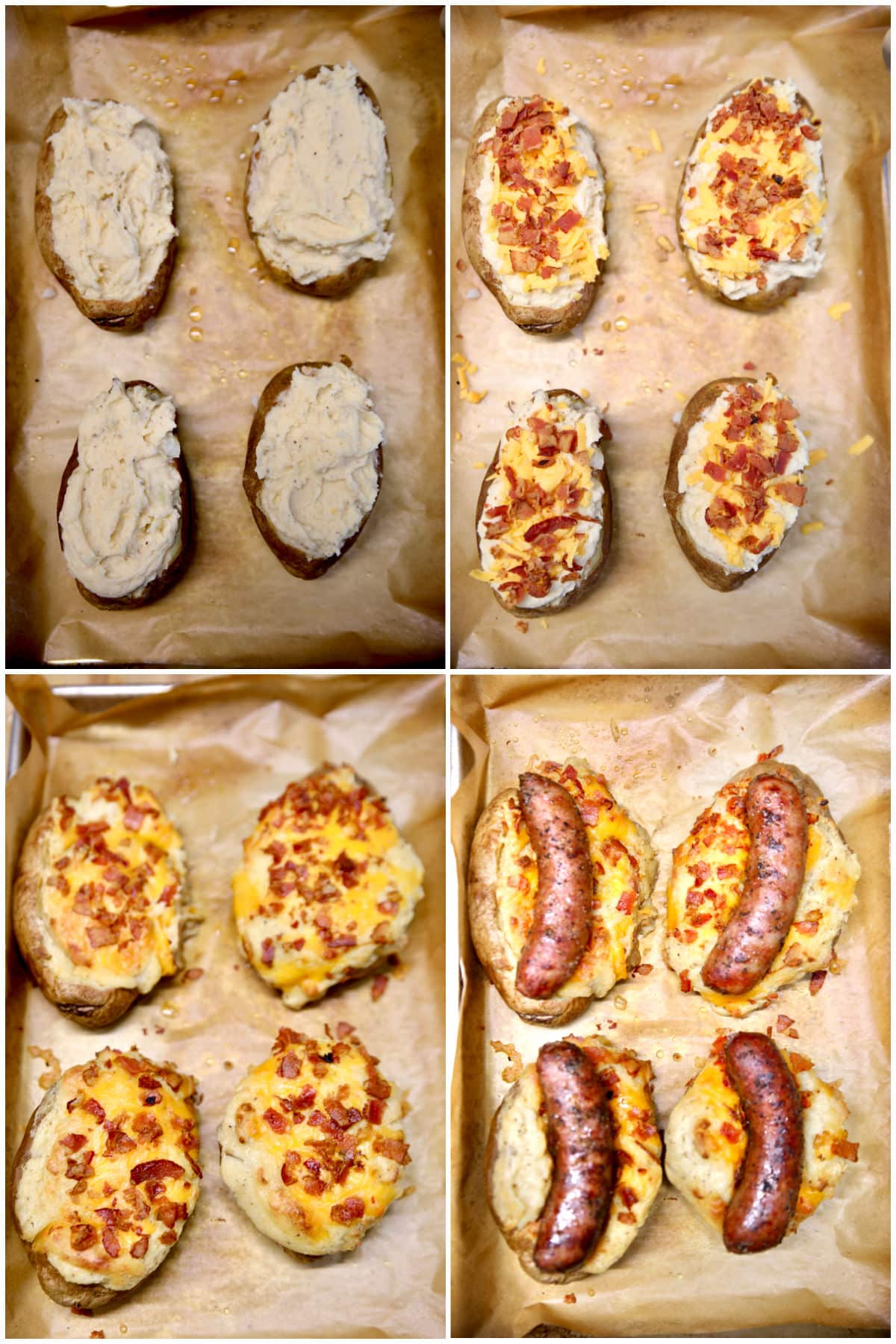 Collage making twice baked potatoes.