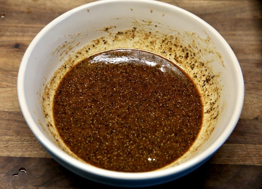 Bowl of fajita marinade.