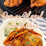Orange glazed Cornish hens collage - grill/plated.