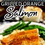 Collage grilled salmon with orange glaze.
