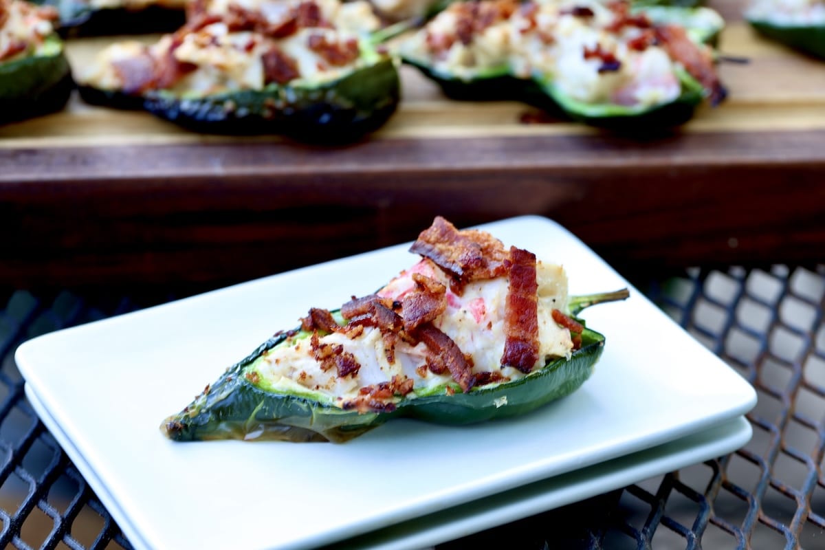 Poblano stuffed with crab rangoon.