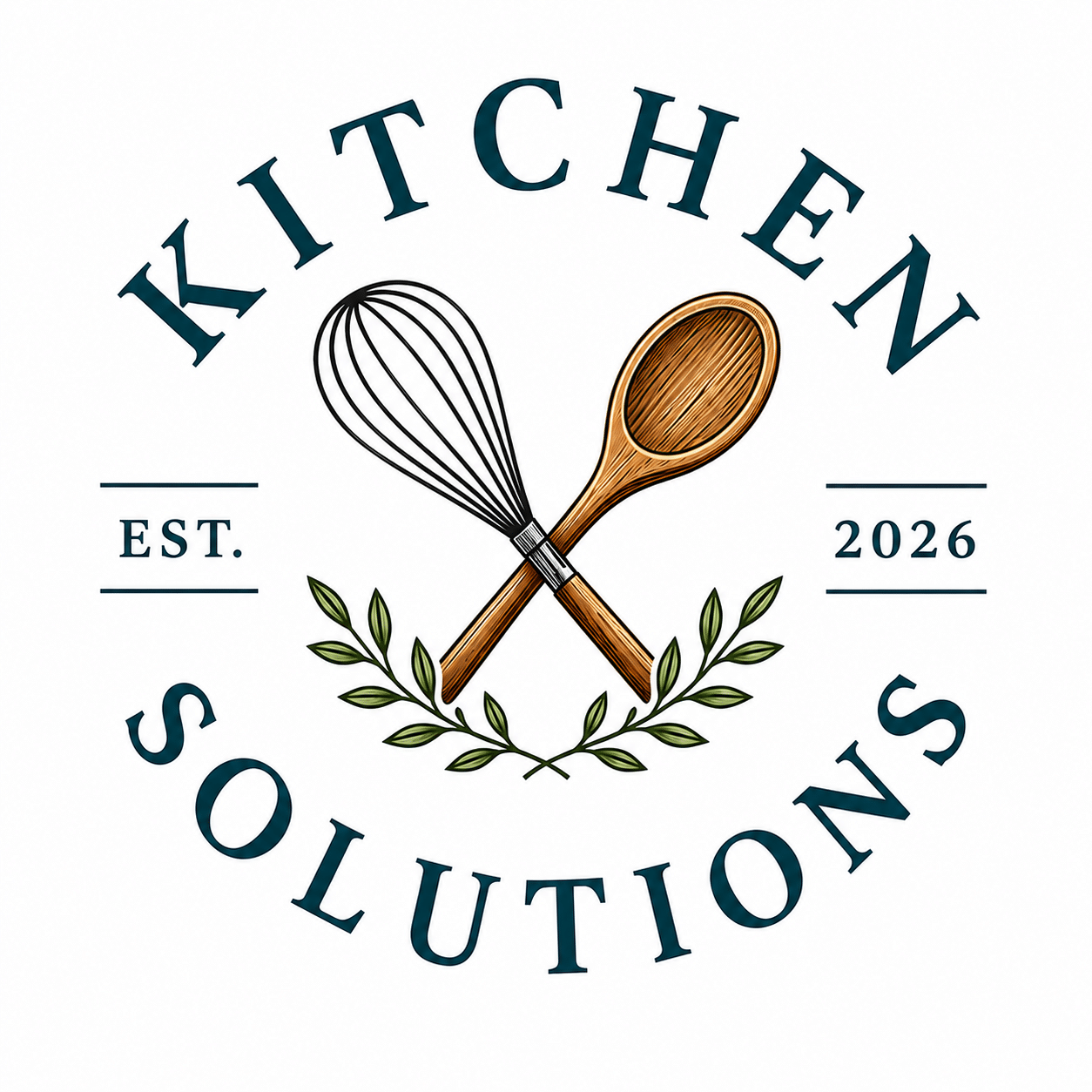 Kitchen solutions logo with spoon and whisk.